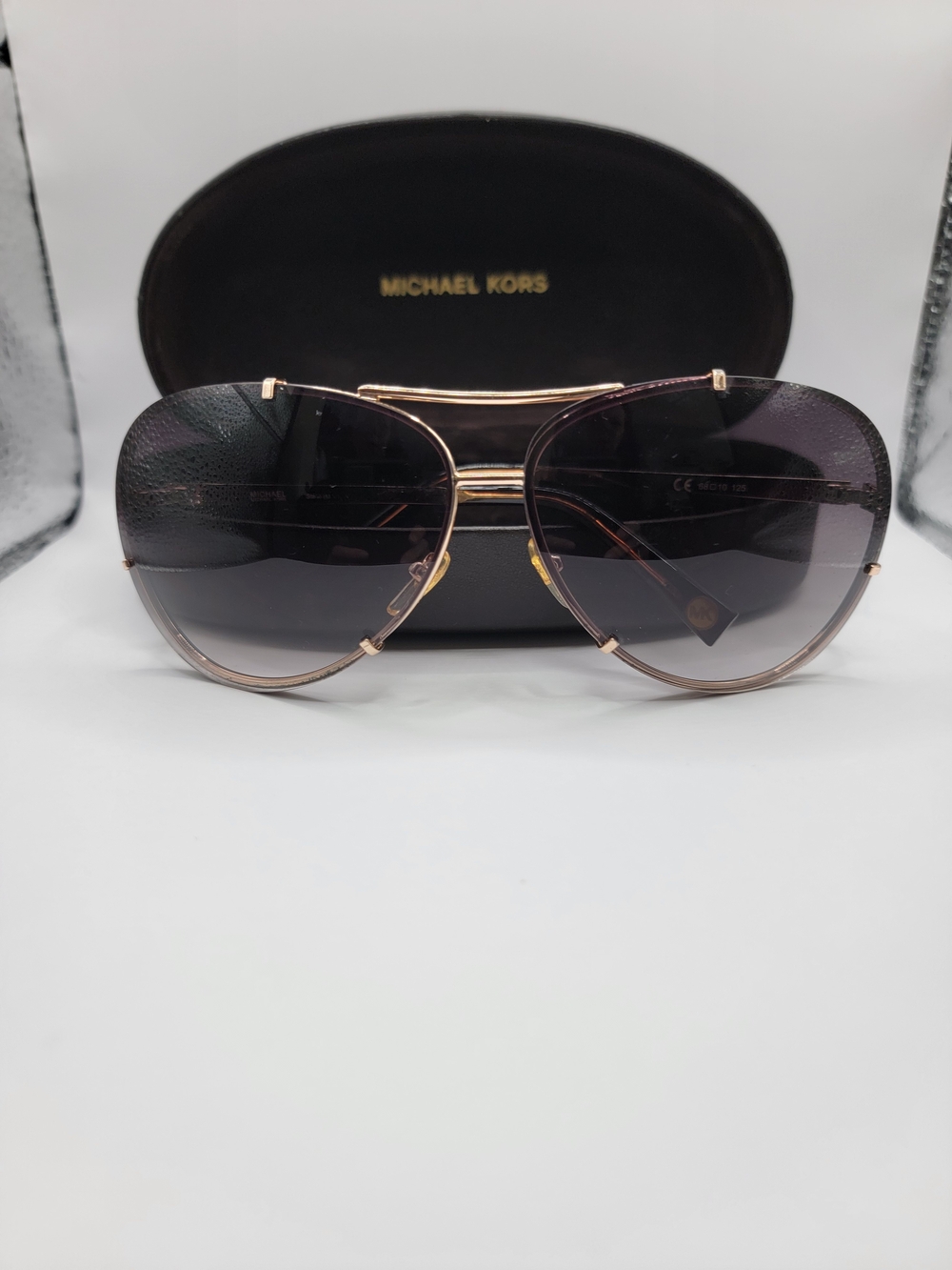 Michael Kors Stella Aviator Mens Sunglasses Gold Metal Gray Gradient UV400 125mm